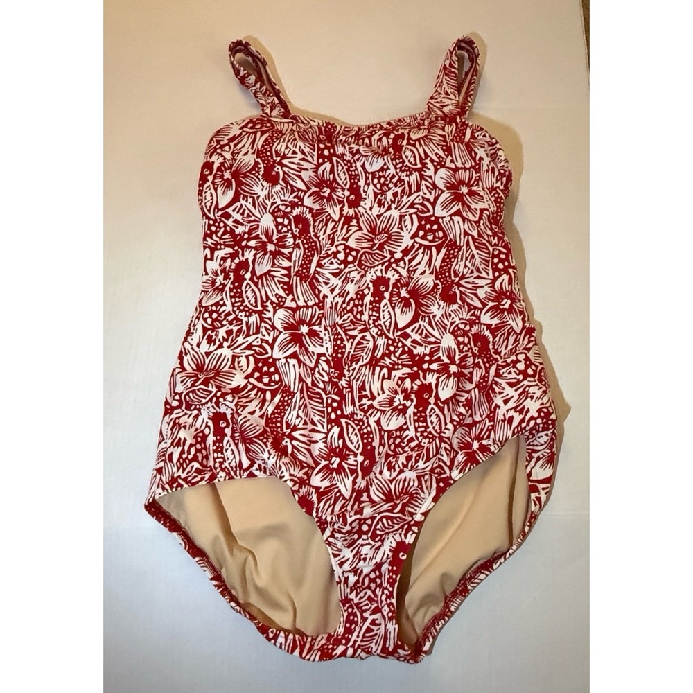 Lands end red bathing suit size 16